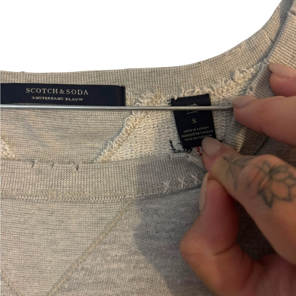 Scotch & Soda Gray Sweatshirt | Embroidered Red Hearts - Picture 3 of 12